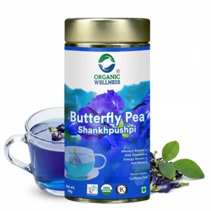 Organic Wellness Butterfly Pea Flower Tea – Caffeine Free – Memory Boosting, Stress Relief – 50 g Tin
