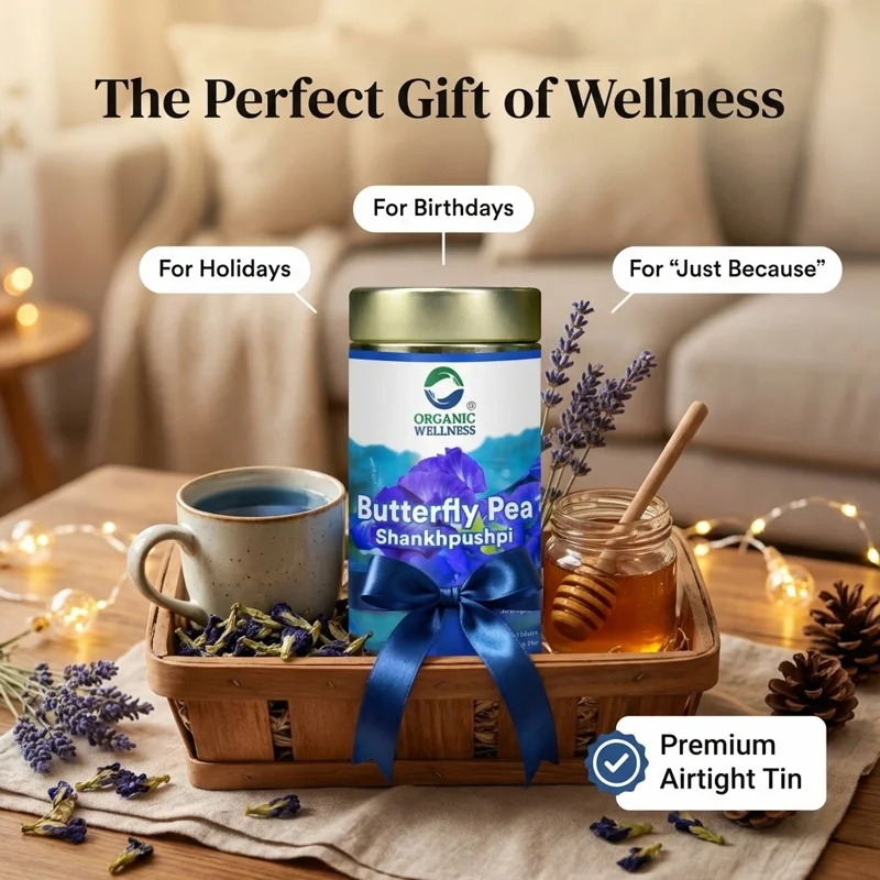 Organic Wellness Butterfly Pea Flower Tea – Caffeine Free – Memory Boosting, Stress Relief – 50 g Tin thumbnail