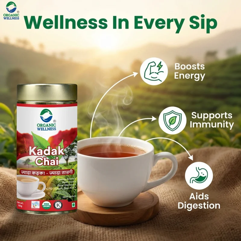 Organic Wellness Kadak Chai – CTC – Extra Strong Assam Black Tea – 100 g thumbnail