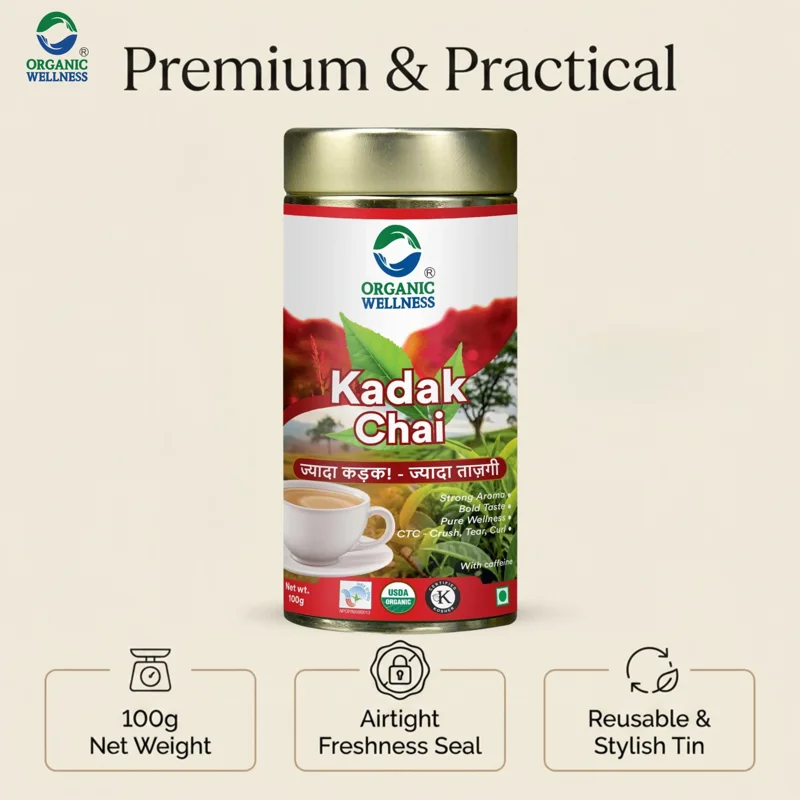 Organic Wellness Kadak Chai – CTC – Extra Strong Assam Black Tea – 100 g thumbnail