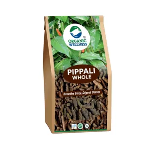 Organic Wellness Long Pippali Whole – Certified Organic – Ayurvedic Spice – 50 g