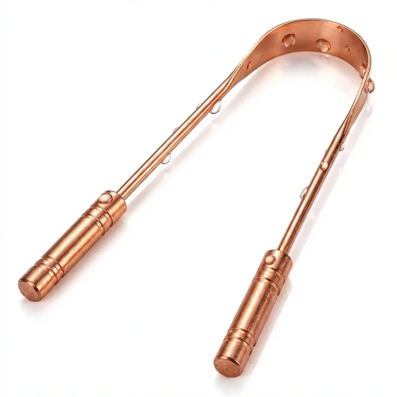 Organic Wellness Pure Copper Tongue Cleaner – Anti-Microbial – Comfortable & Flexible Handle