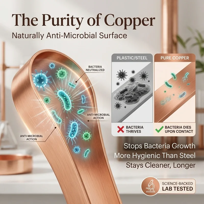 Organic Wellness Pure Copper Tongue Cleaner – Anti-Microbial – Comfortable & Flexible Handle thumbnail
