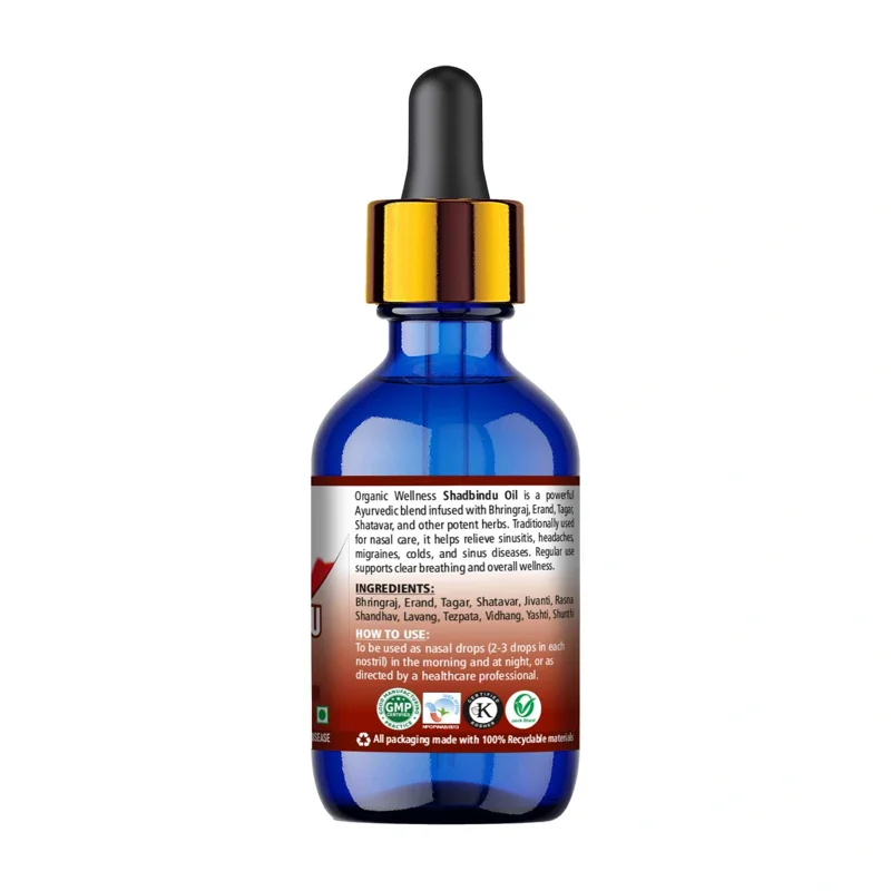 Organic Wellness Shadbindu Oil – Ayurvedic Sinusitis Relief – Bhringraj & Eranda Infused thumbnail