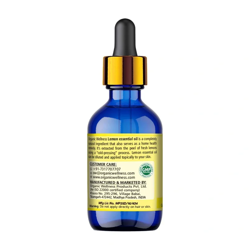 Organic Wellness Lemon Essential Oil – Aromatherapy Grade – Cold-Pressed – 20 ml thumbnail