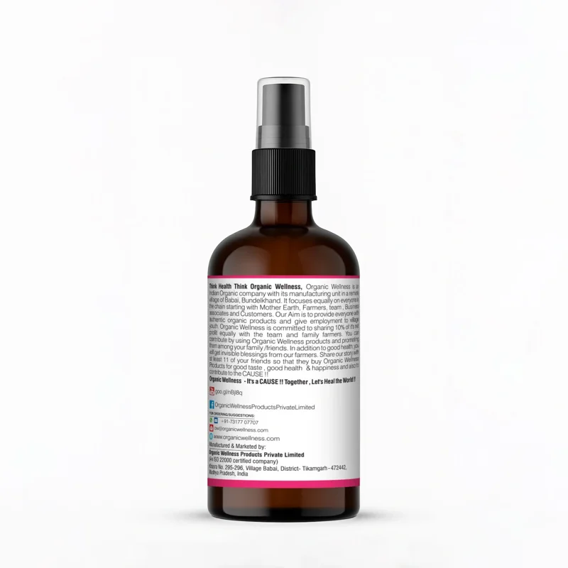 Organic Wellness Rose Water Gentle Cleanser – Spray Pump – Toner & Refresher – 100 ml thumbnail