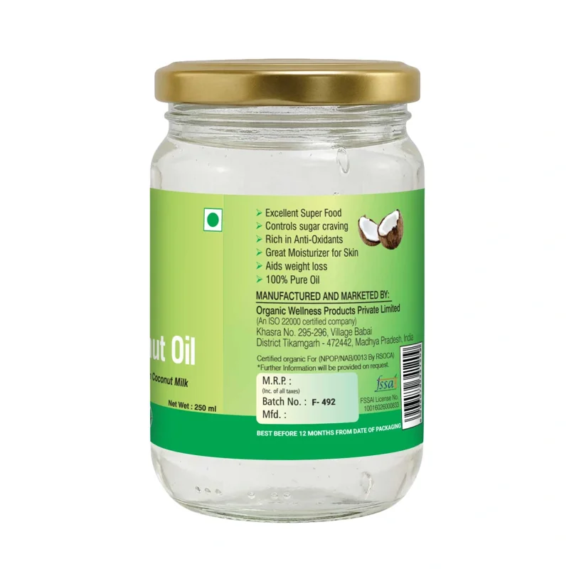 Organic Wellness Virgin Coconut Oil – Cold-Pressed – Skin & Hair – 250 ml thumbnail