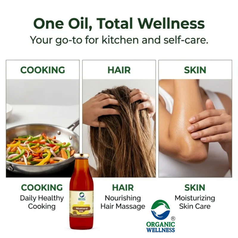 Organic Wellness Mustard Oil – Certified Organic, Kachi Ghani – Cold-Pressed, Rich in Omega-3 thumbnail