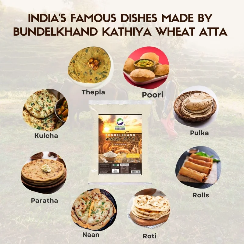 Organic Wellness Kathiya Wheat Atta – Emmer Wheat Flour – High Fiber & Diabetic Friendly – Certified Organic thumbnail