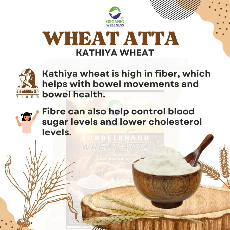 Organic Wellness Kathiya Wheat Atta – Emmer Wheat Flour – High Fiber & Diabetic Friendly – Certified Organic thumbnail