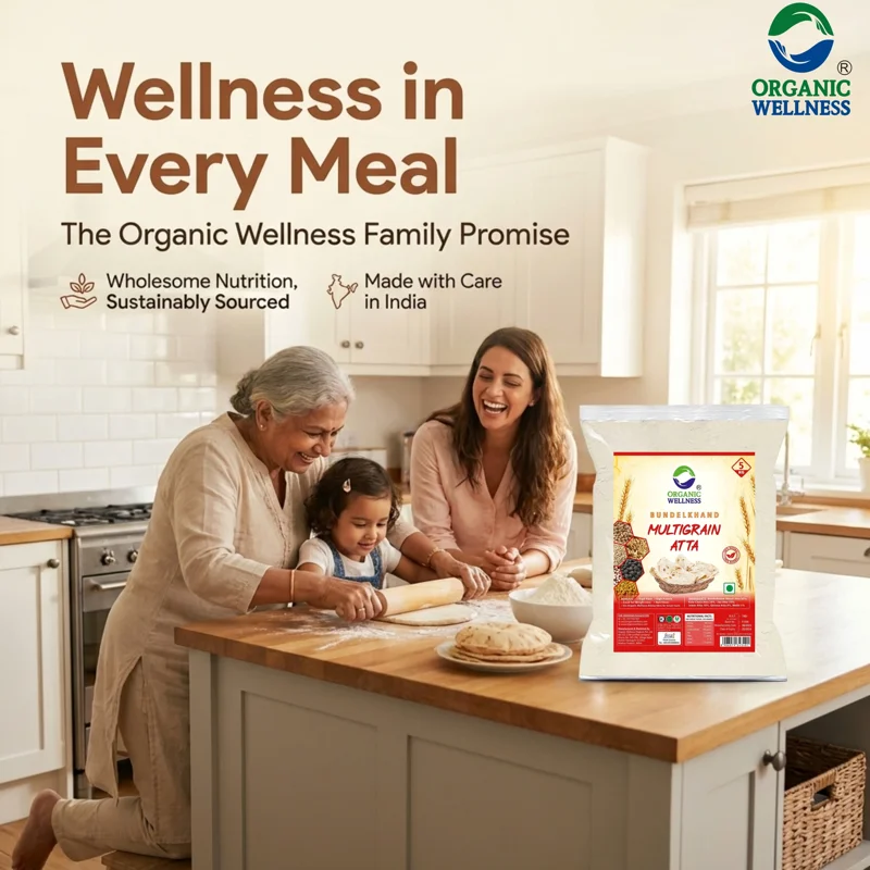 Organic Wellness Whole Wheat Multigrain Atta – High Protein & High Fiber – Diabetic Friendly – Certified Organic thumbnail