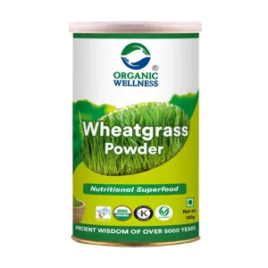 Organic Wellness Wheatgrass Powder – Certified Organic – Superfood, Rich in Chlorophyll – 100 g