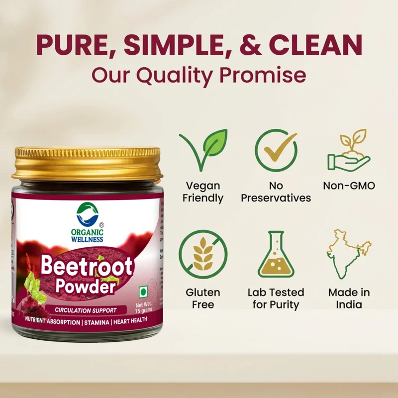 Organic Wellness Beetroot Powder – Certified Organic – Circulation & Stamina Support – 75 g thumbnail